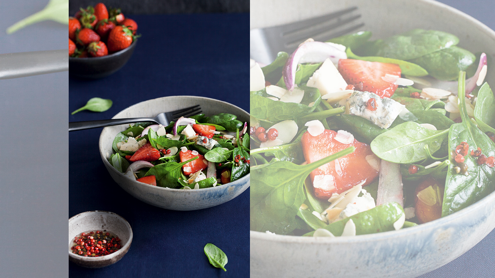 Spinatsalat mit Erdbeeren und Roquefort - maxima