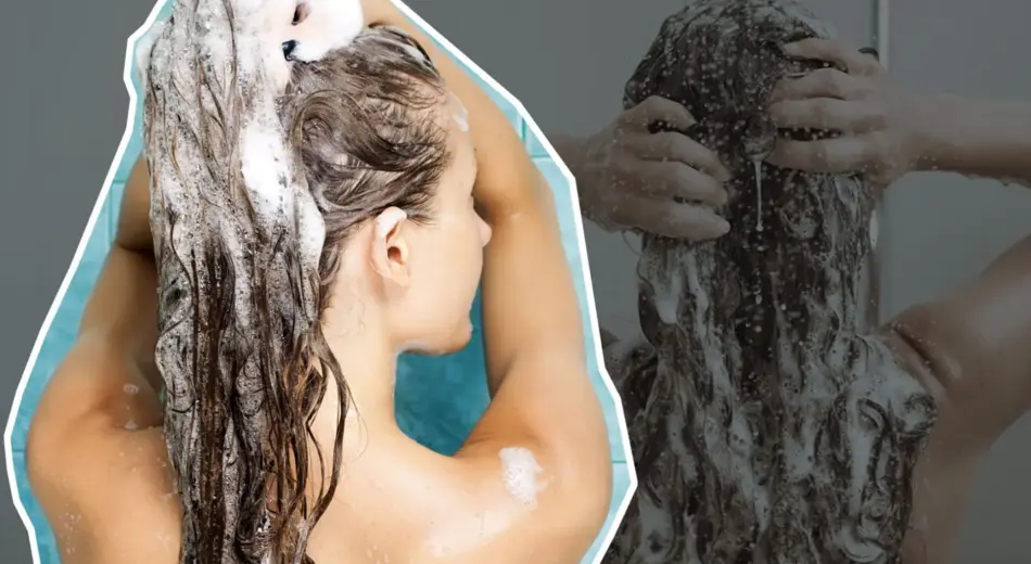 Frau beim Haare waschen