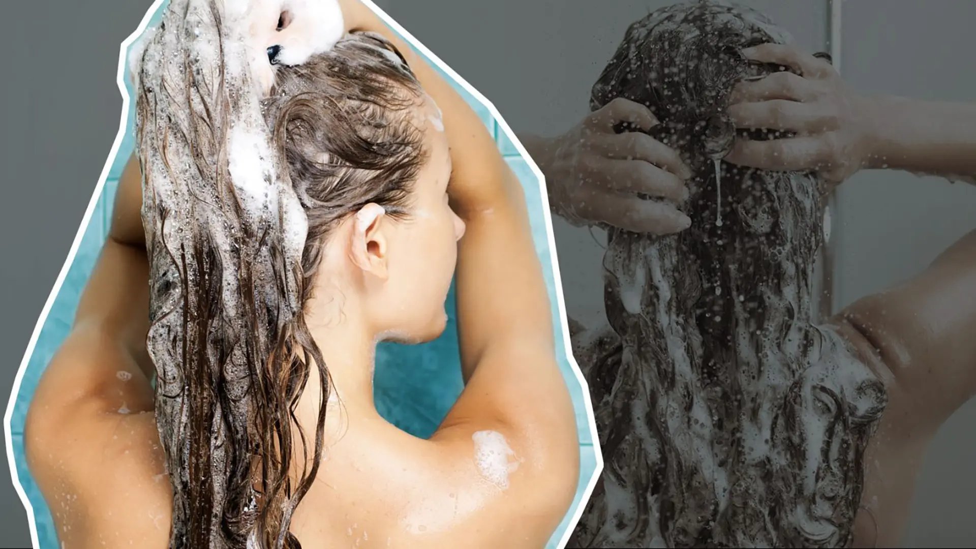 Frau beim Haare waschen