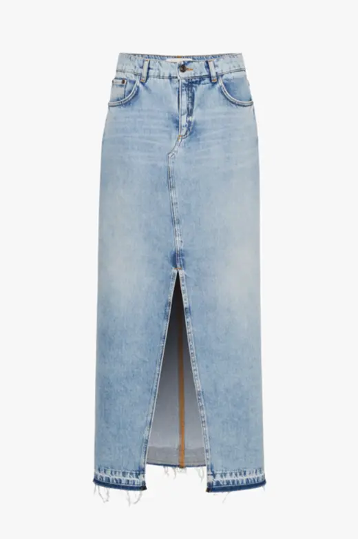 langer Jeansrock mit Schlitz