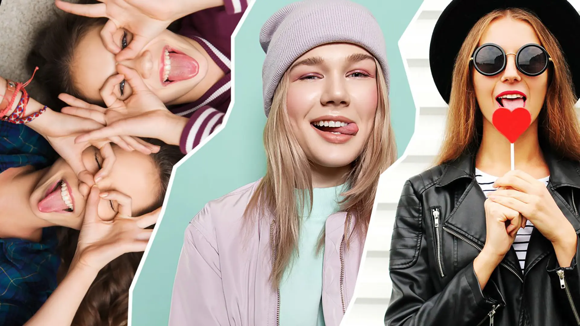 Frauen die Zunge zeigen