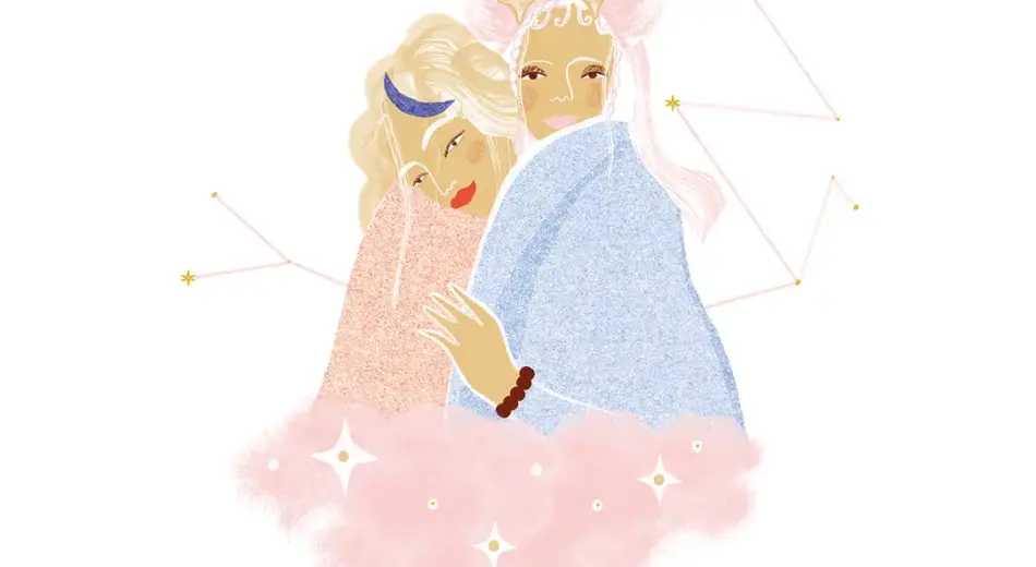 Illustration Jahreshoroskop 2026 Zwillinge