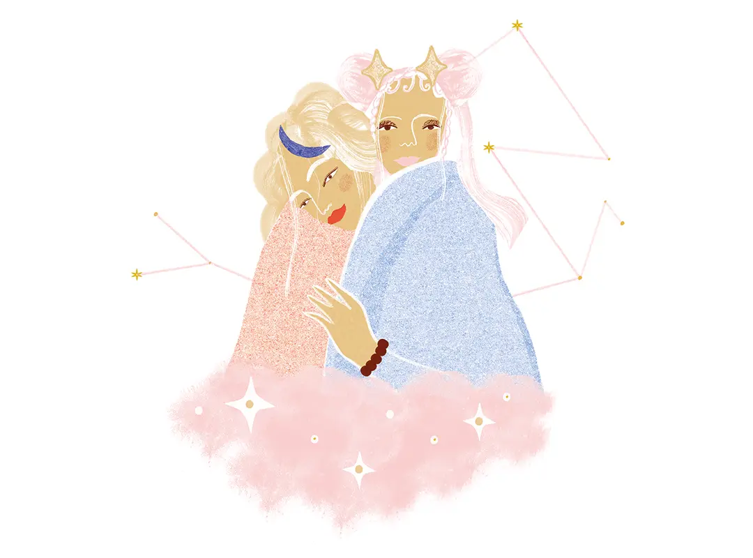 Illustration Jahreshoroskop 2026 Zwillinge