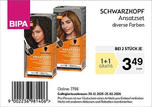 maxima x BIPA 1+1 Gutschein Schwarzkopf