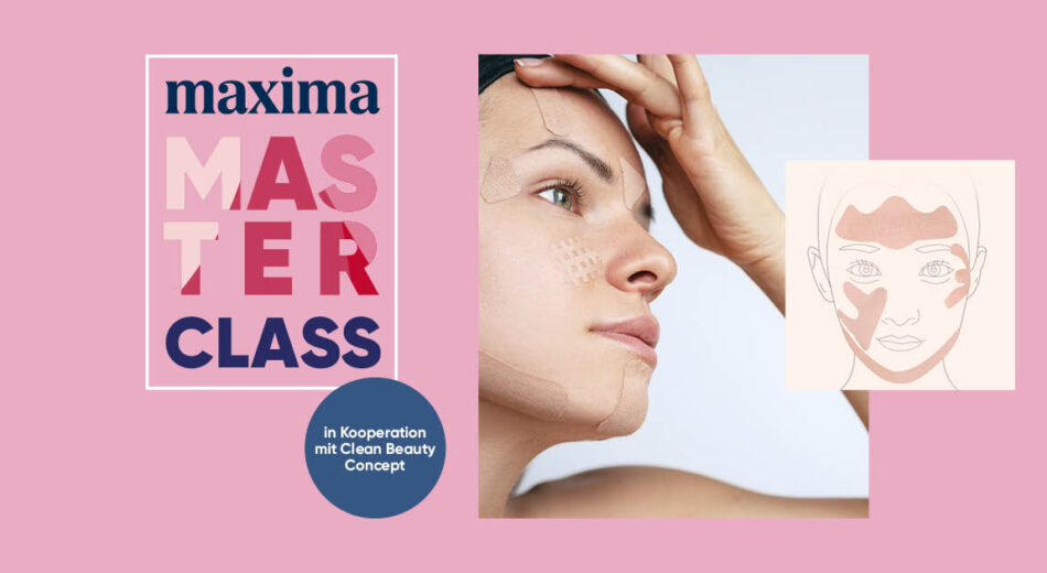 Header maxima Masterclass, Frau mit Tapes im Gesicht
