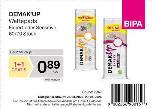 maxima x BIPA 1+1 Gutschein Demak'up