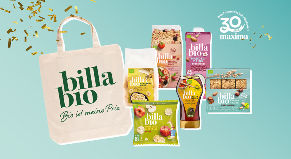 30 Jahre maxima Logo mit Billa Bio
