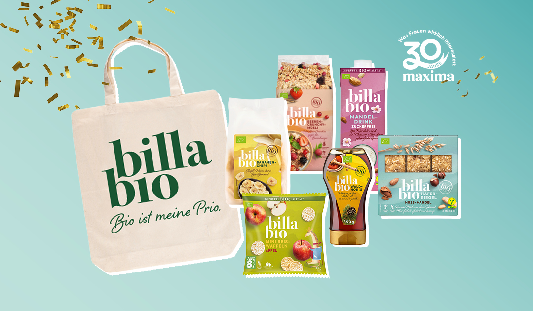 30 Jahre maxima Logo mit Billa Bio