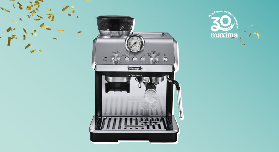30 Jahre maxima Logo mit De'Longhi