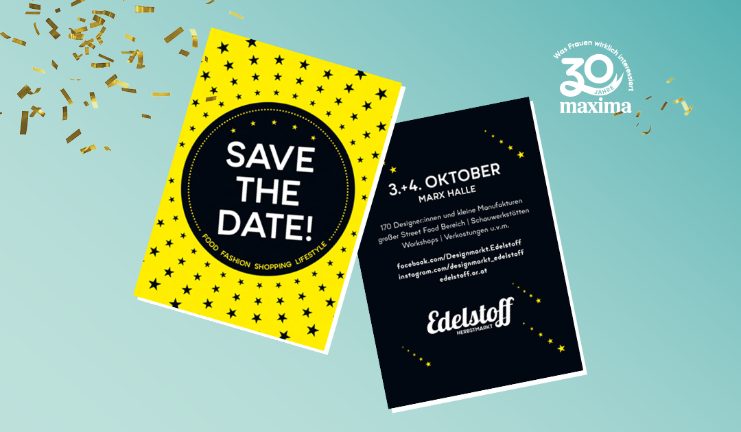 30 Jahre maxima Logo mit Edestoff