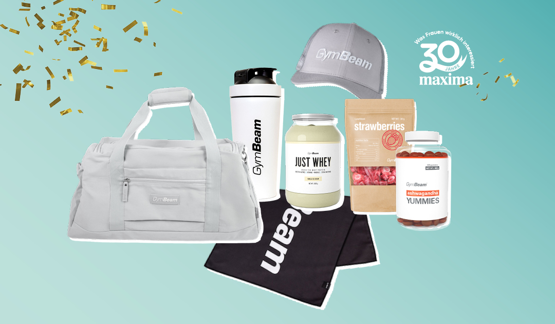 30 Jahre maxima Logo mit GymBeam